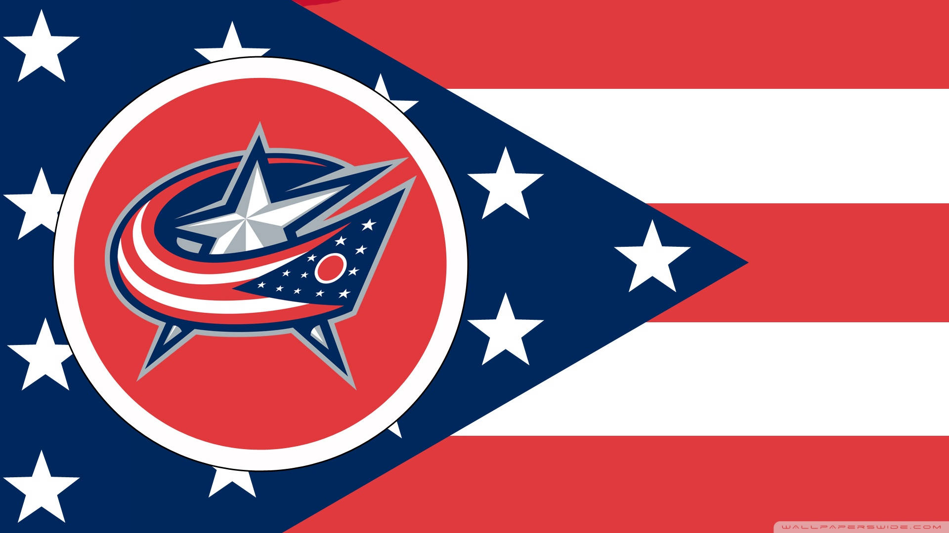 Columbus Blue Jackets, red white and blue, central circular logo, Full HD Desktop Wallpaper