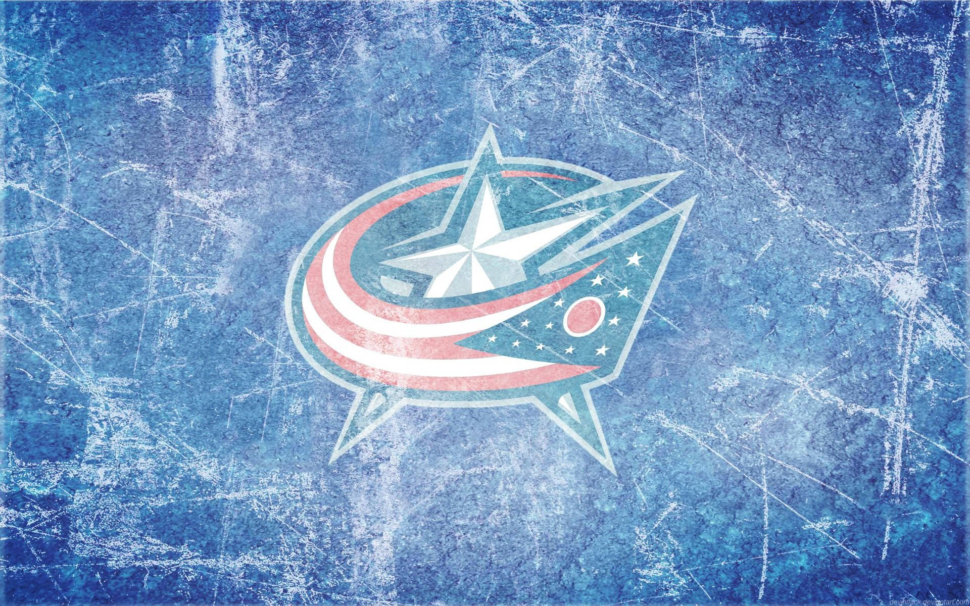 Columbus Blue Jackets, blue ice rink, white scratches, Full HD Desktop Wallpaper