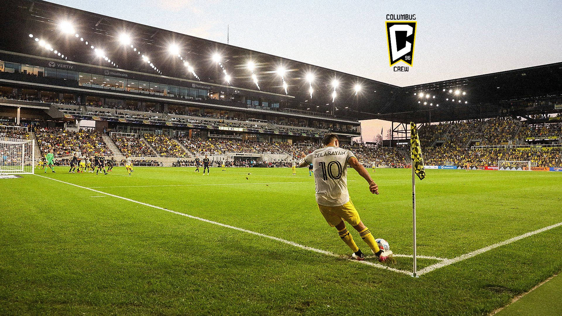 Columbus Crew, yellow and white, corner flag, Full HD Desktop Wallpaper