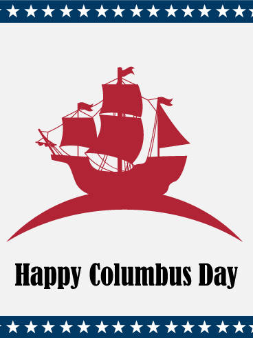 Happy Columbus Day, red boat, historic sailing ship, SD Phone Wallpaper
