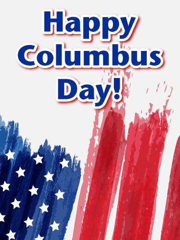 Happy Columbus Day, American flag, brushstroke red white and blue stripes, SD Phone Wallpaper