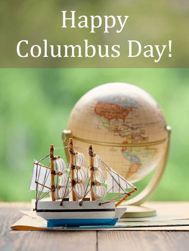 Columbus Day, miniature sailing ship, globe, SD Phone Wallpaper
