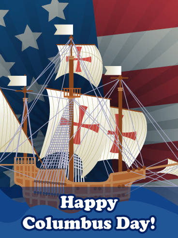 Columbus Day Sailboat, red crosses on white sails, blue water, SD Phone Wallpaper