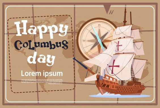Columbus Day, sailing ship, red crosses on white sails, SD Desktop Wallpaper