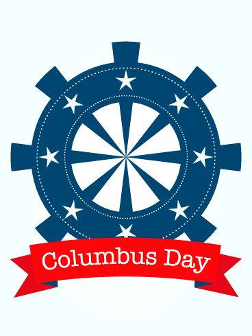 Columbus Day, ship's wheel, blue, SD Phone Wallpaper