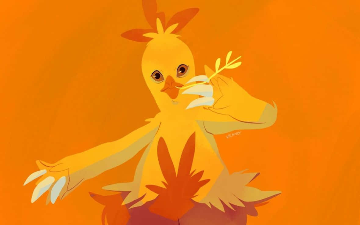 Combusken, yellow chick, orange feathers, SD Desktop Wallpaper