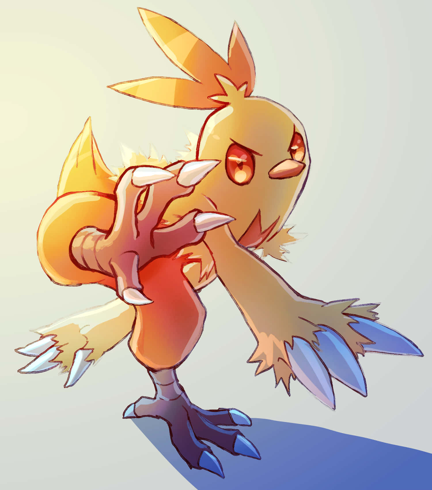 Combusken, fiery orange, glowing red eyes, HD Phone Wallpaper