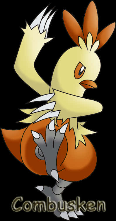 Combusken, fiery yellow and orange, sharp claws, SD Phone Wallpaper