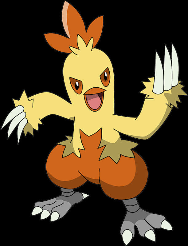 Combusken, yellow chick, orange tufts, SD Phone Wallpaper