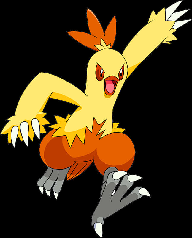 Combusken, yellow feathers, orange tuft, SD Phone Wallpaper