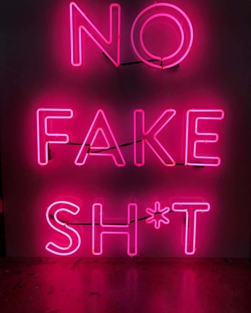 neon quotes, NO FAKE SH*T, pink neon sign, HD Phone Wallpaper