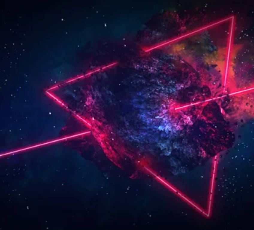 Comet, nebula, pink neon triangle, SD Desktop Wallpaper