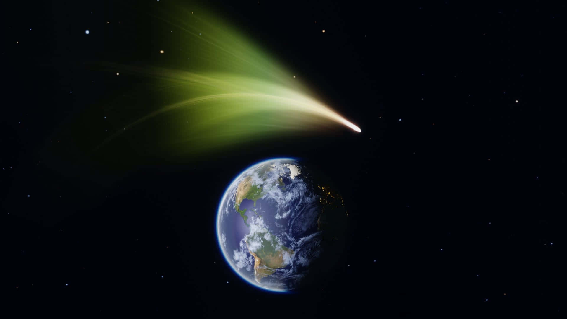 Comet, Earth, starry black sky, Full HD Desktop Wallpaper