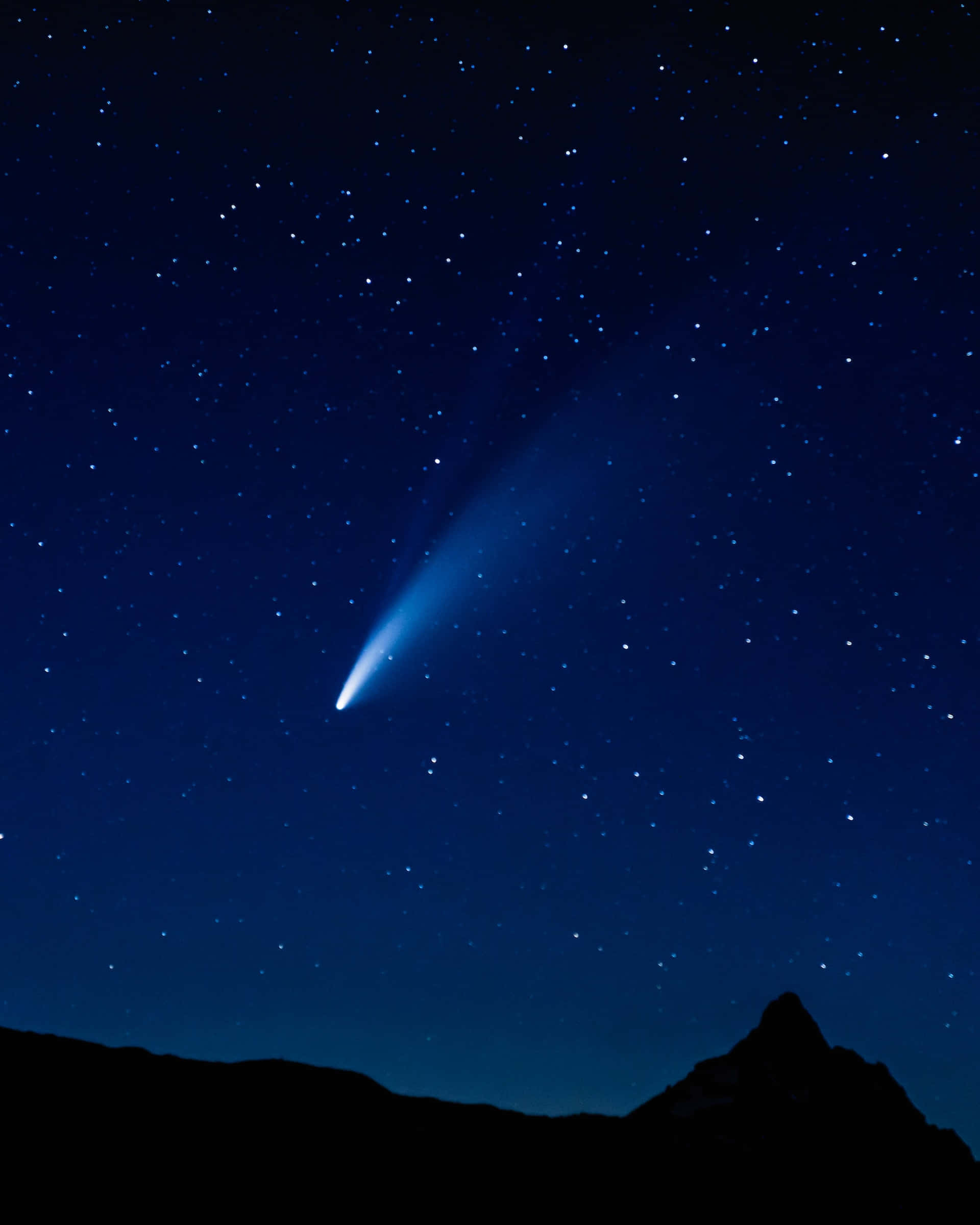 Comet, bright blue comet, starry night sky, Full HD Phone Wallpaper