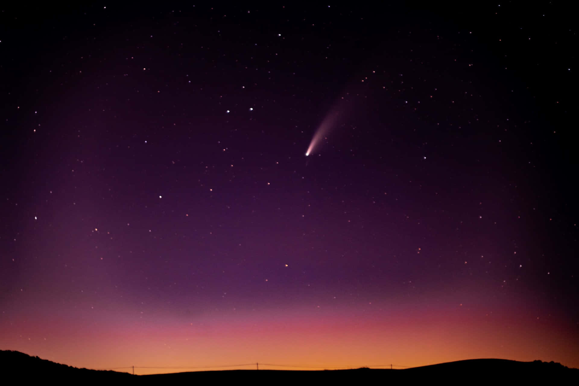 Comet, star-studded night sky, twilight sky, Full HD Desktop Wallpaper