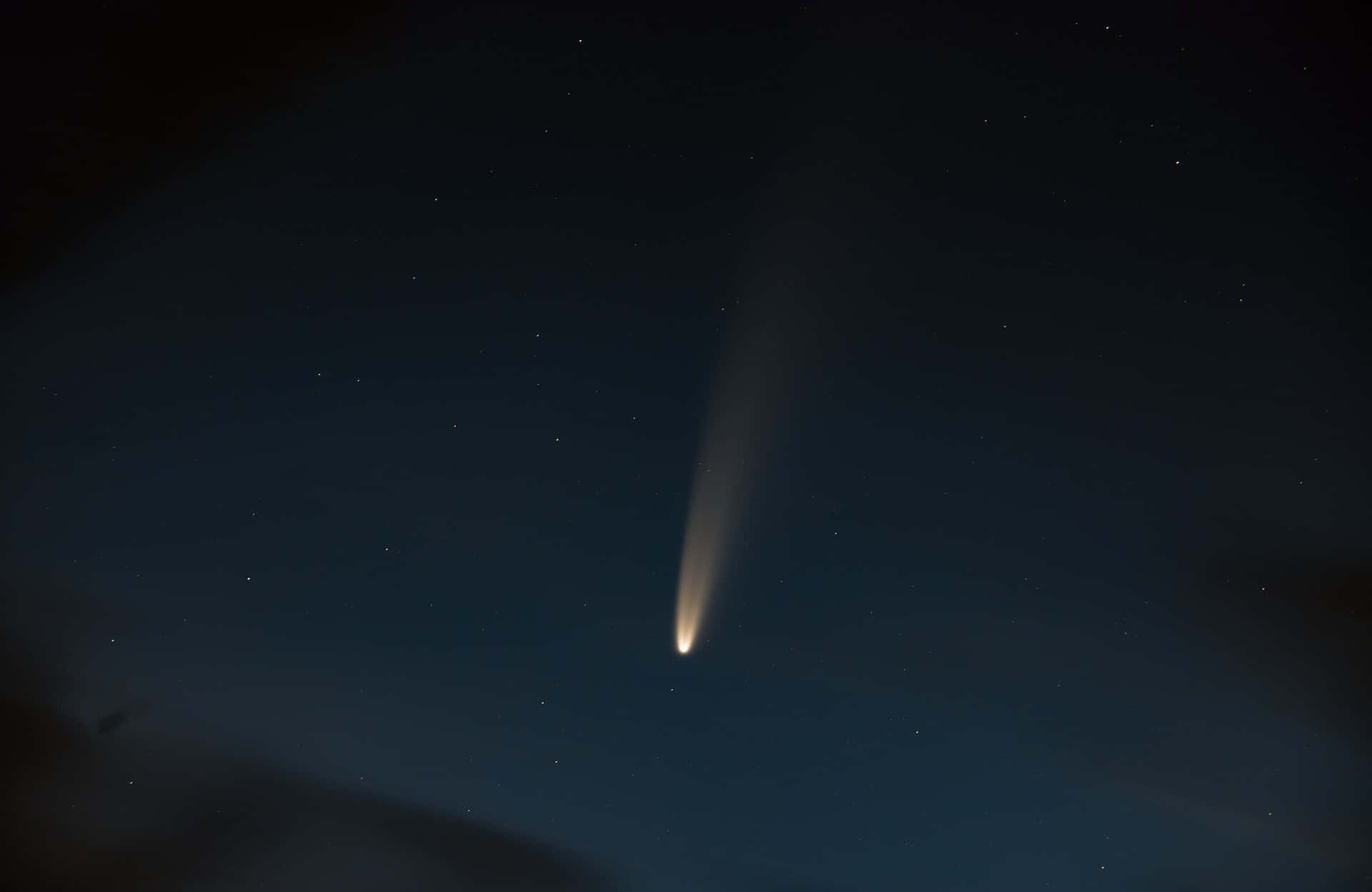 Comet, starry night sky, glowing tail, Full HD Desktop Wallpaper