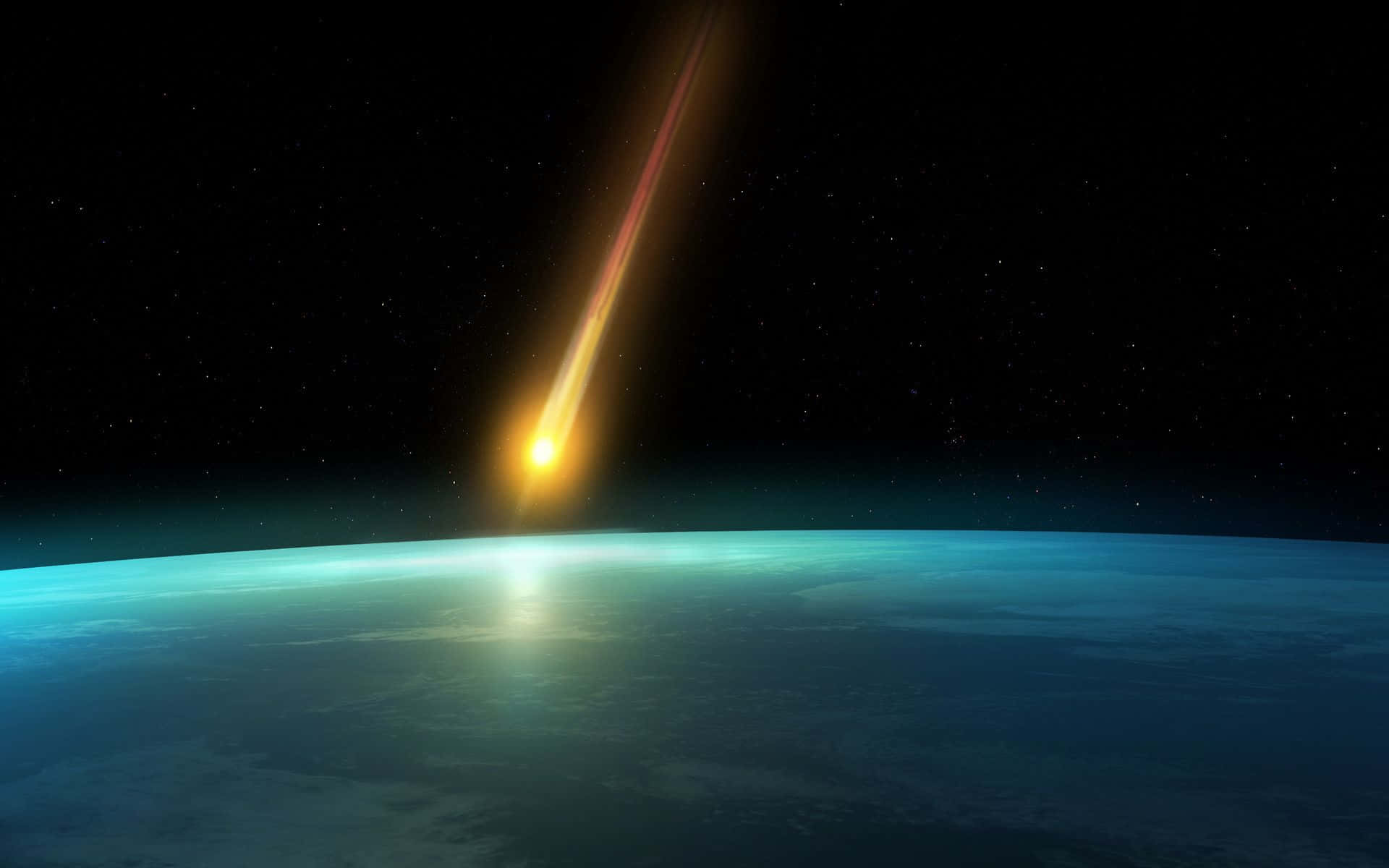 Comet, Night Sky, glowing blue planet, Full HD Desktop Wallpaper