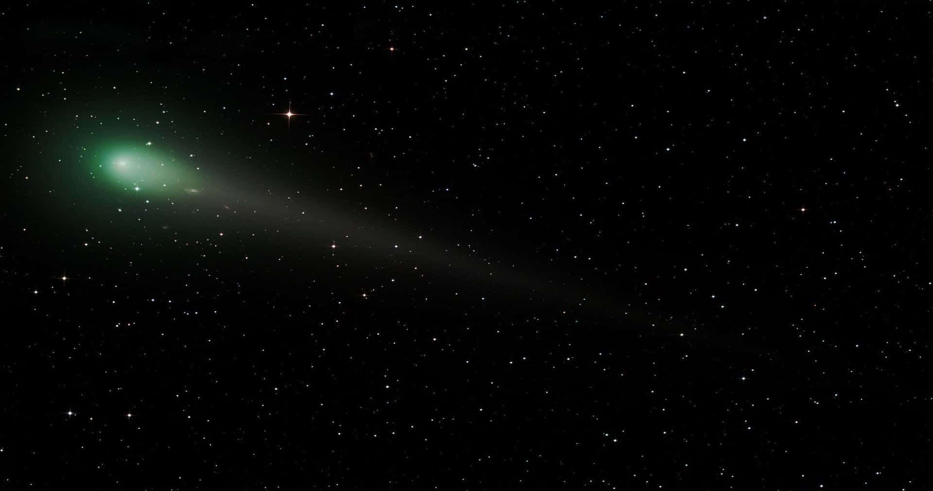 Comet, luminous green comet, starry night sky, Full HD Desktop Wallpaper