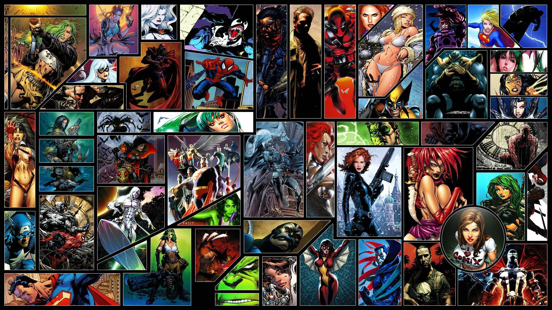 Artistic Comic Book, superheroes, villains, Full HD Desktop Wallpaper