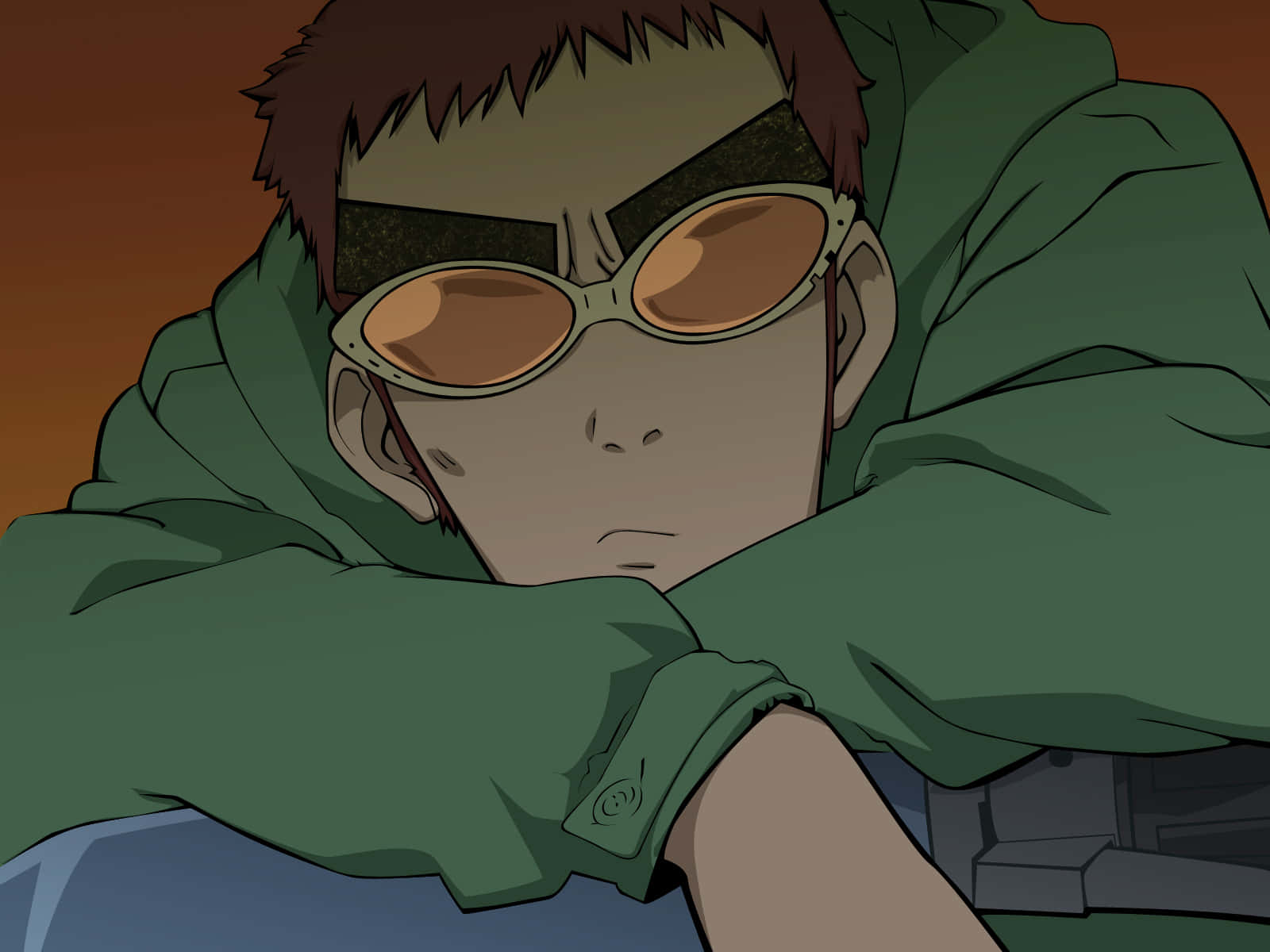 Commander Amarao, green hoodie, orange-tinted goggles, HD Desktop Wallpaper