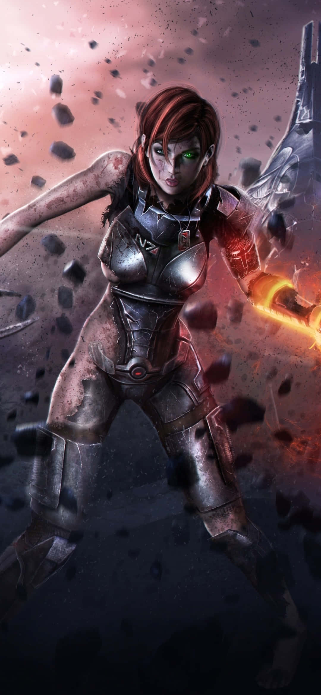 Commander Shepard, female warrior, metallic armor, Full HD Phone Wallpaper