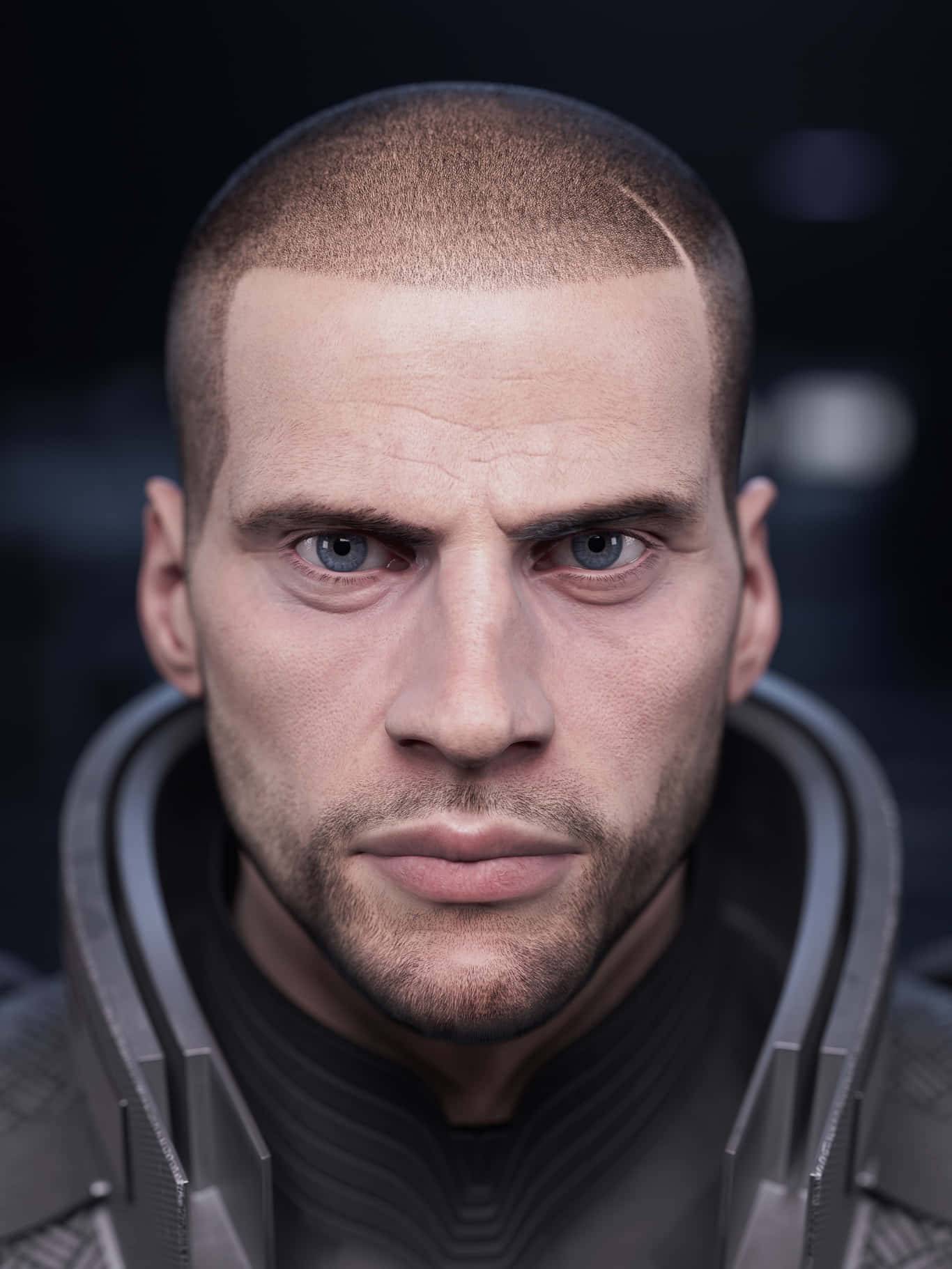 Commander Shepard, futuristic armor, shaved head, HD Phone Wallpaper