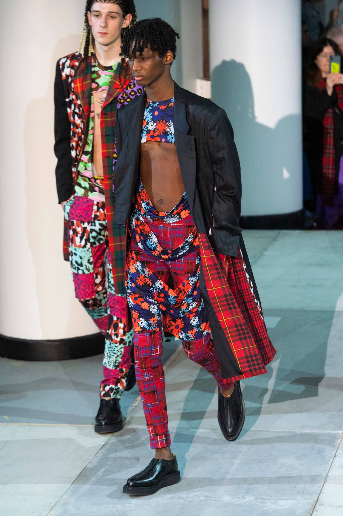 Comme Des Garçons, Floral Ripped Top, plaid and floral prints, HD Phone Wallpaper