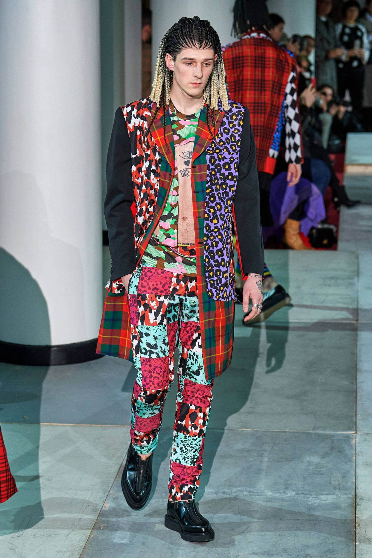 Comme Des Garçons, patchwork blazer, slacks, Full HD Phone Wallpaper