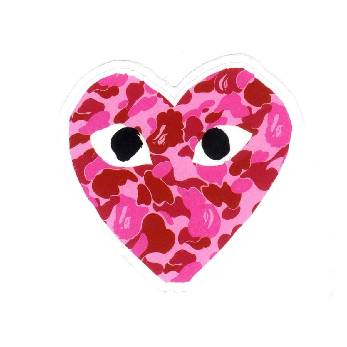 Comme Des Garçons, heart, pink and red camouflage, SD Desktop Wallpaper