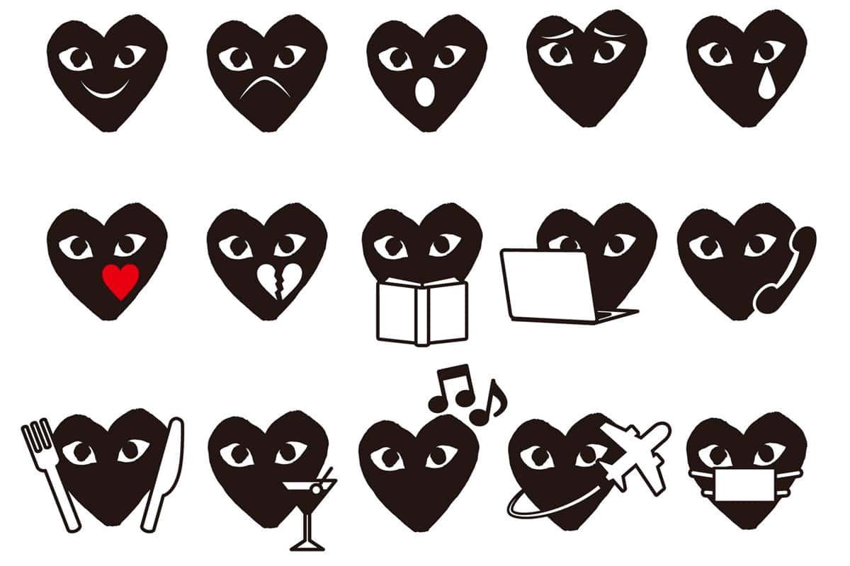 Comme Des Garçons, Black Hearts, funny, SD Desktop Wallpaper