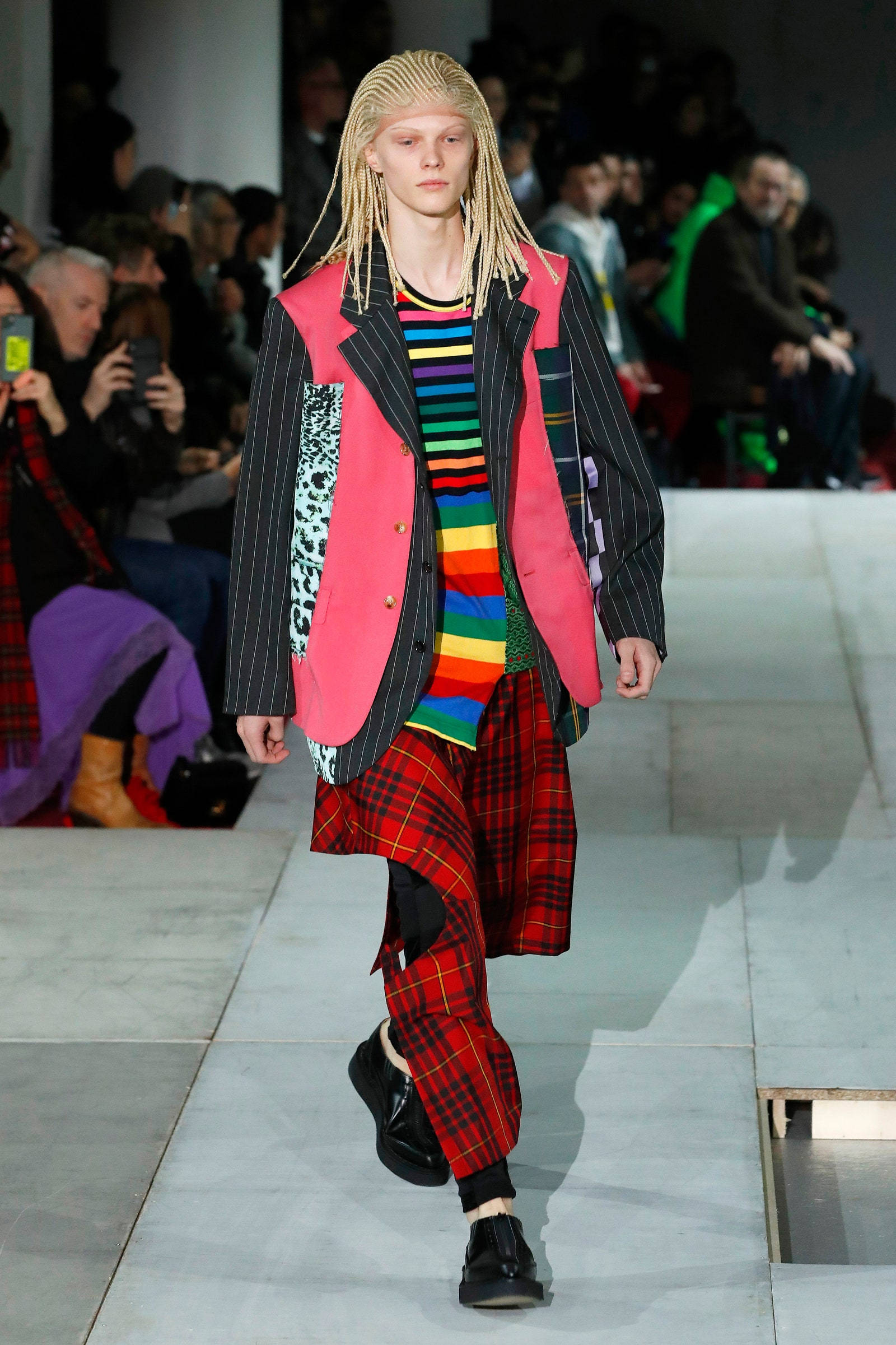 Comme Des Garçons, pink vest, striped shirt, Full HD Phone Wallpaper