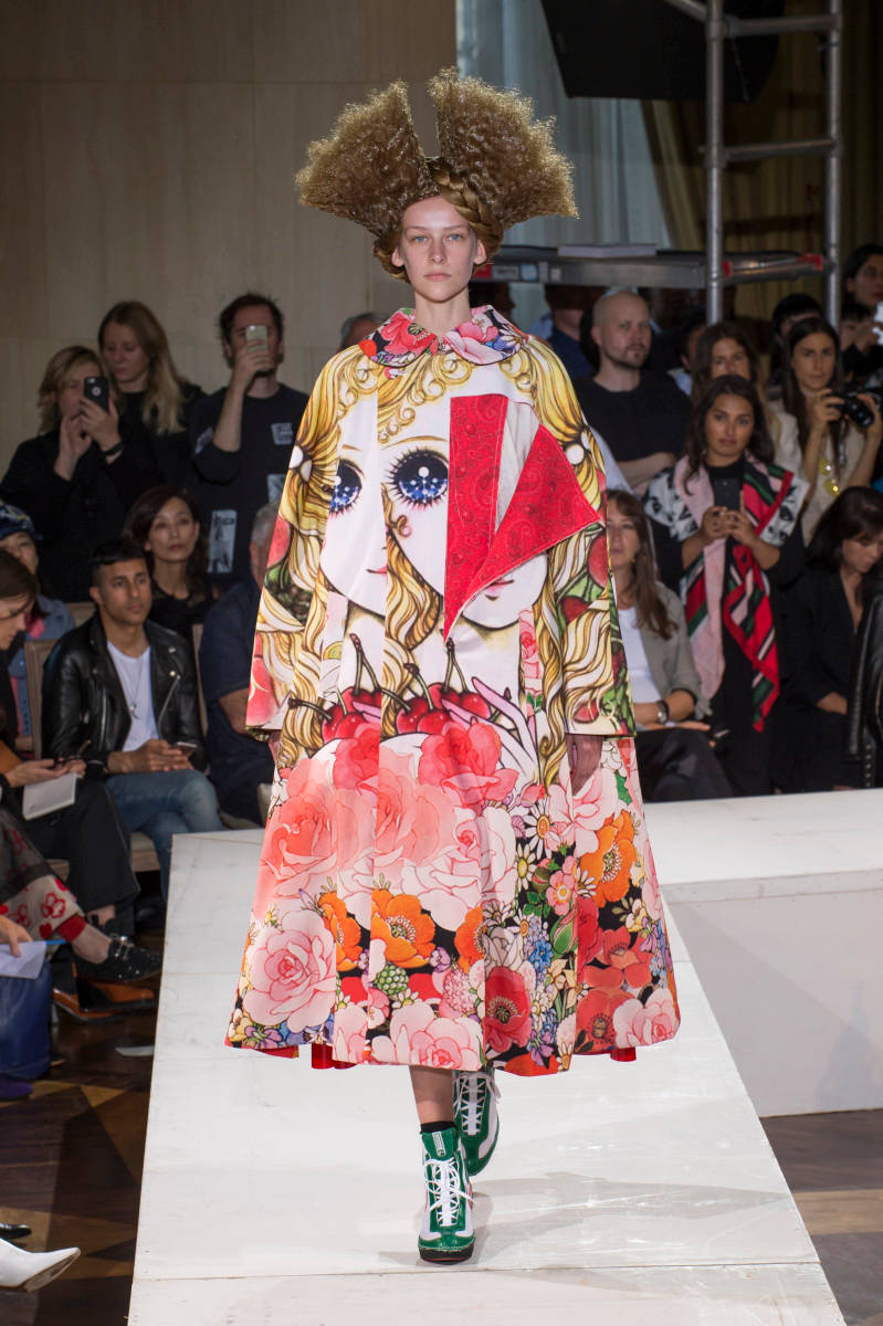 Comme Des Garçons, floral doll dress, cartoon face print, SD Phone Wallpaper