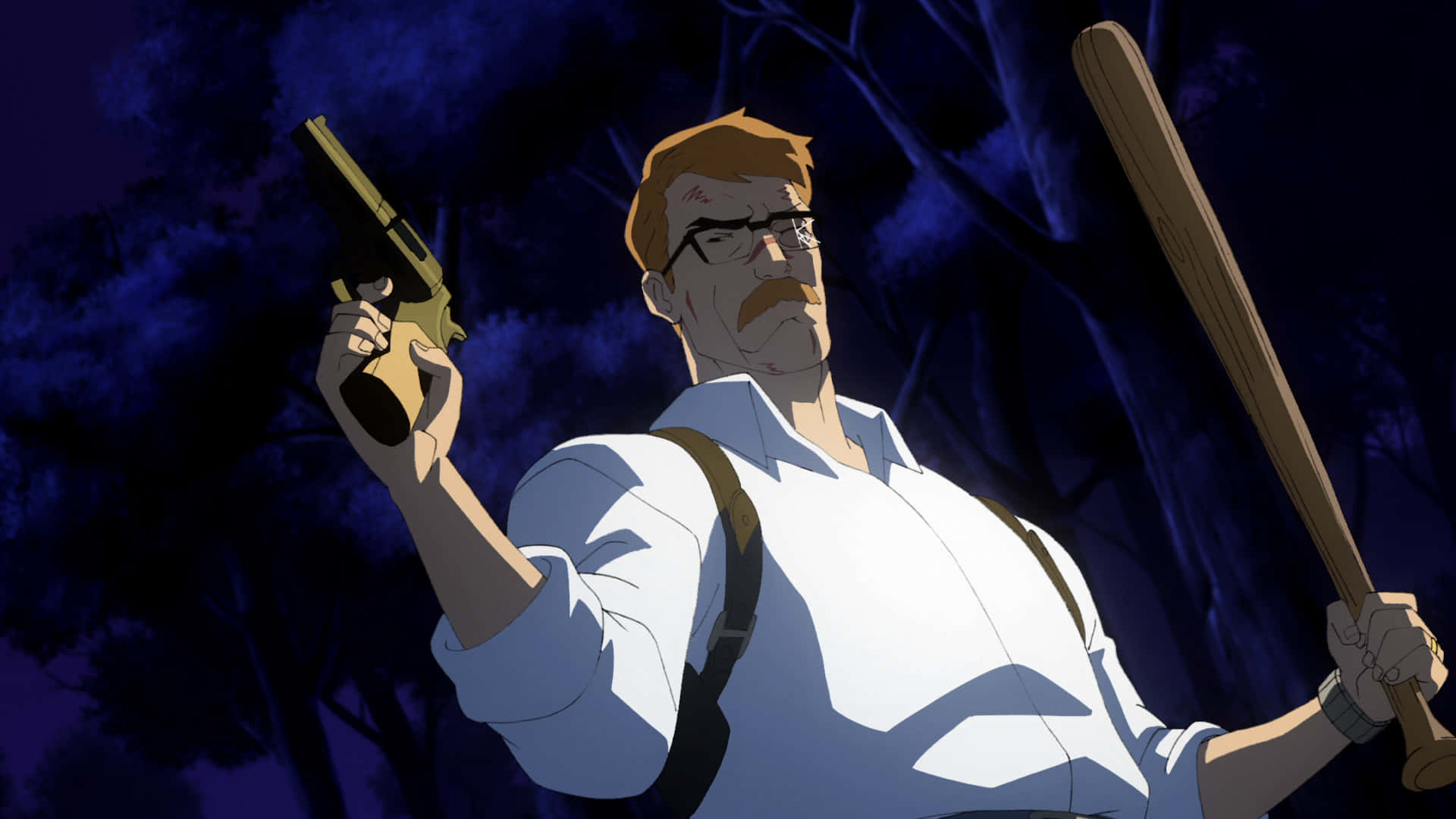 Commissioner Gordon, anime man, glasses, Full HD Desktop Wallpaper