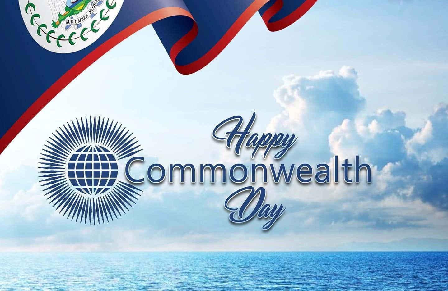 Commonwealth Day, celebratory banner, blue ocean, HD Desktop Wallpaper