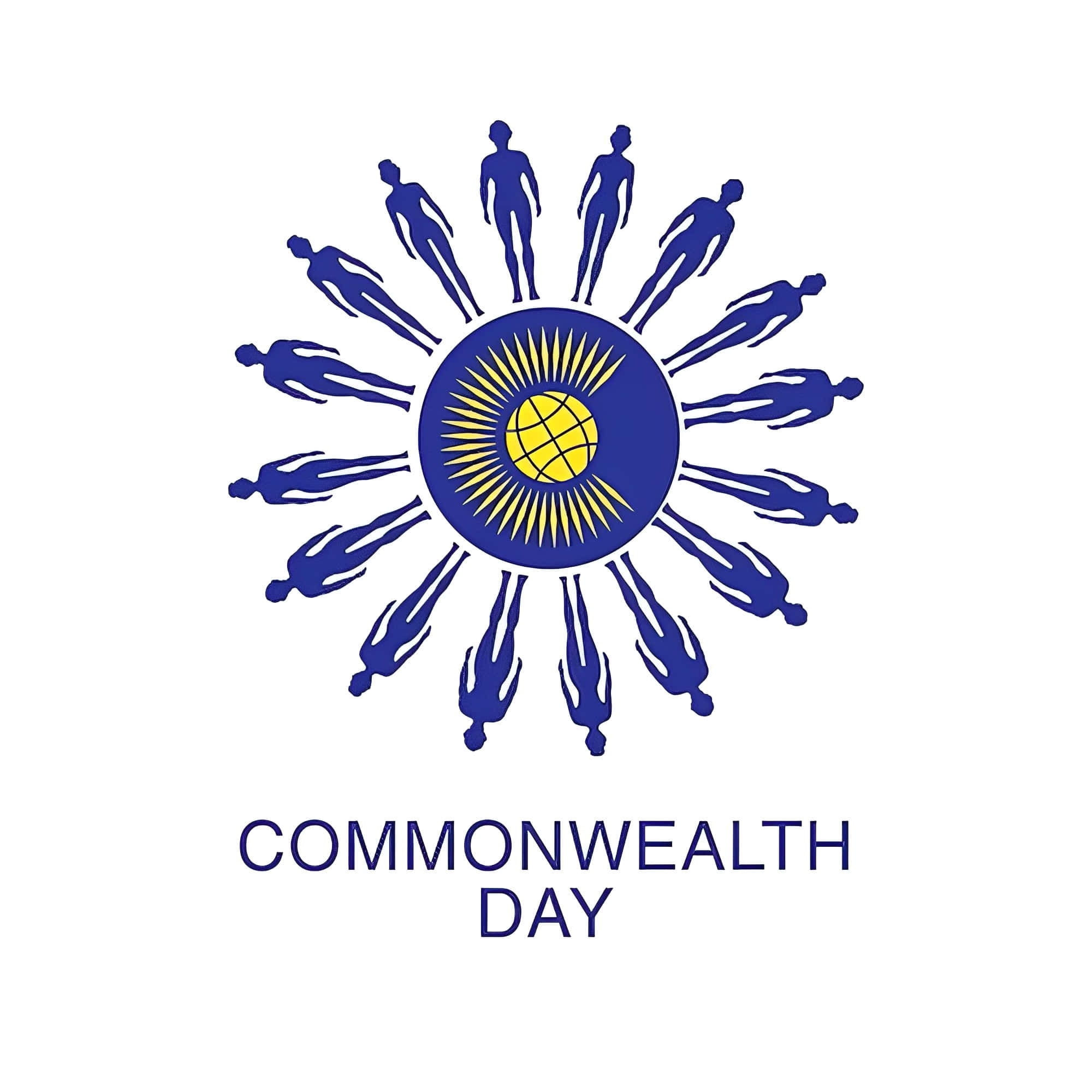 Commonwealth Day, blue silhouettes, central globe, Full HD Desktop Wallpaper