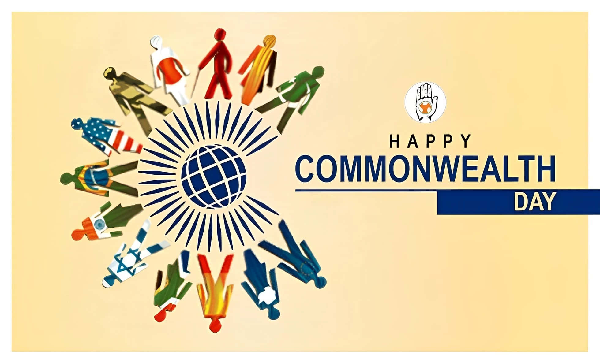 Commonwealth Day, globe, sunburst rays, Full HD Desktop Wallpaper