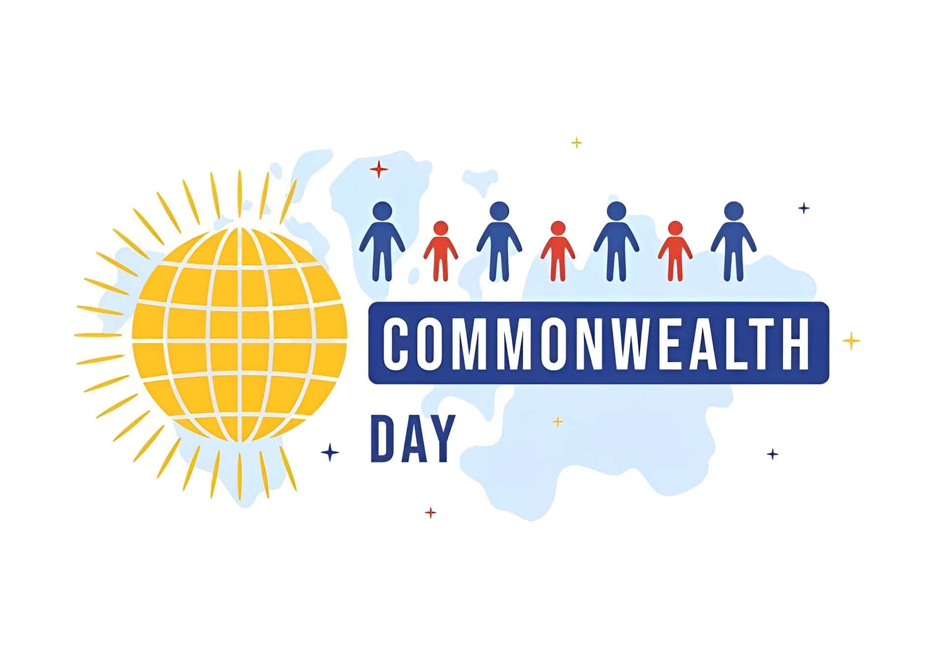 Commonwealth Day, yellow globe, grid lines, HD Desktop Wallpaper