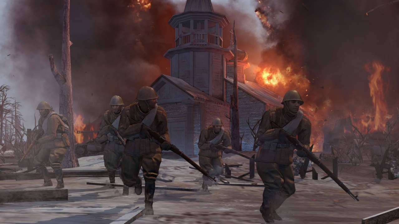 Company Of Heroes 2, burning church, village, HD Desktop Wallpaper