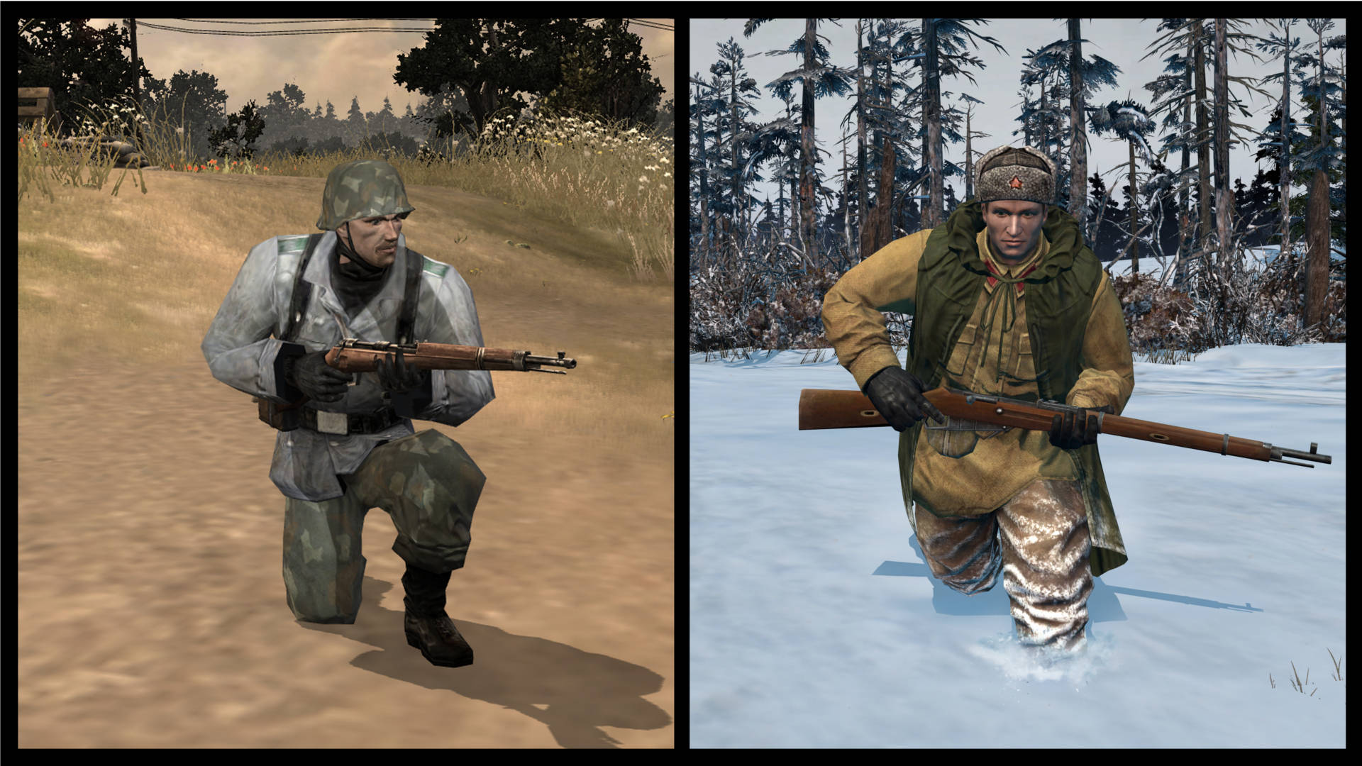 Company Of Heroes 2, two soldiers, dry grassland, Full HD Desktop Wallpaper
