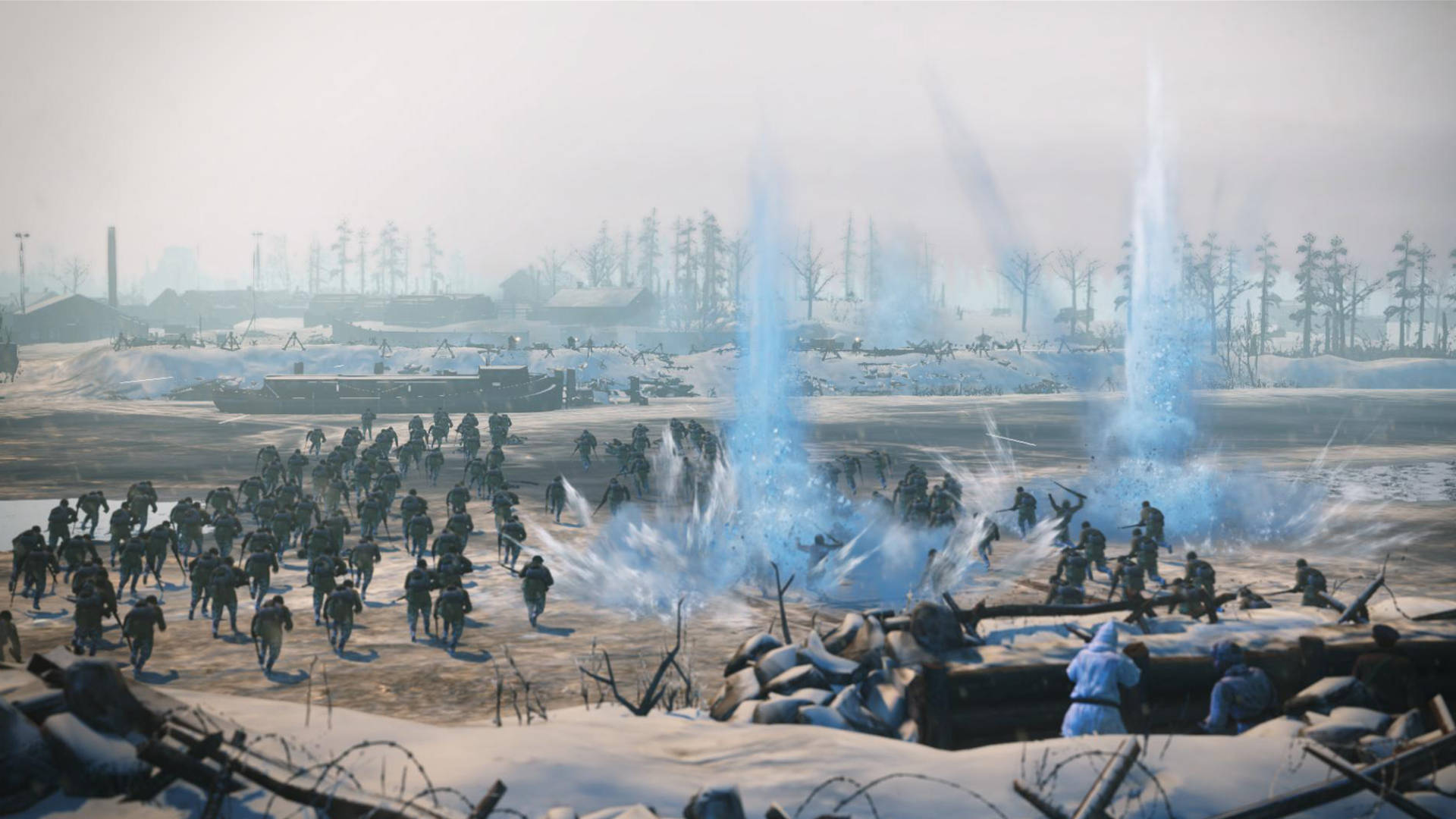 Company Of Heroes 2, blue bombs, snowy battlefield, Full HD Desktop Wallpaper