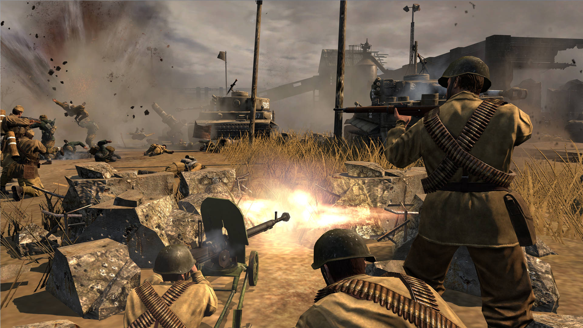 Company Of Heroes 2, muddy uniforms, rifles, Full HD Desktop Wallpaper