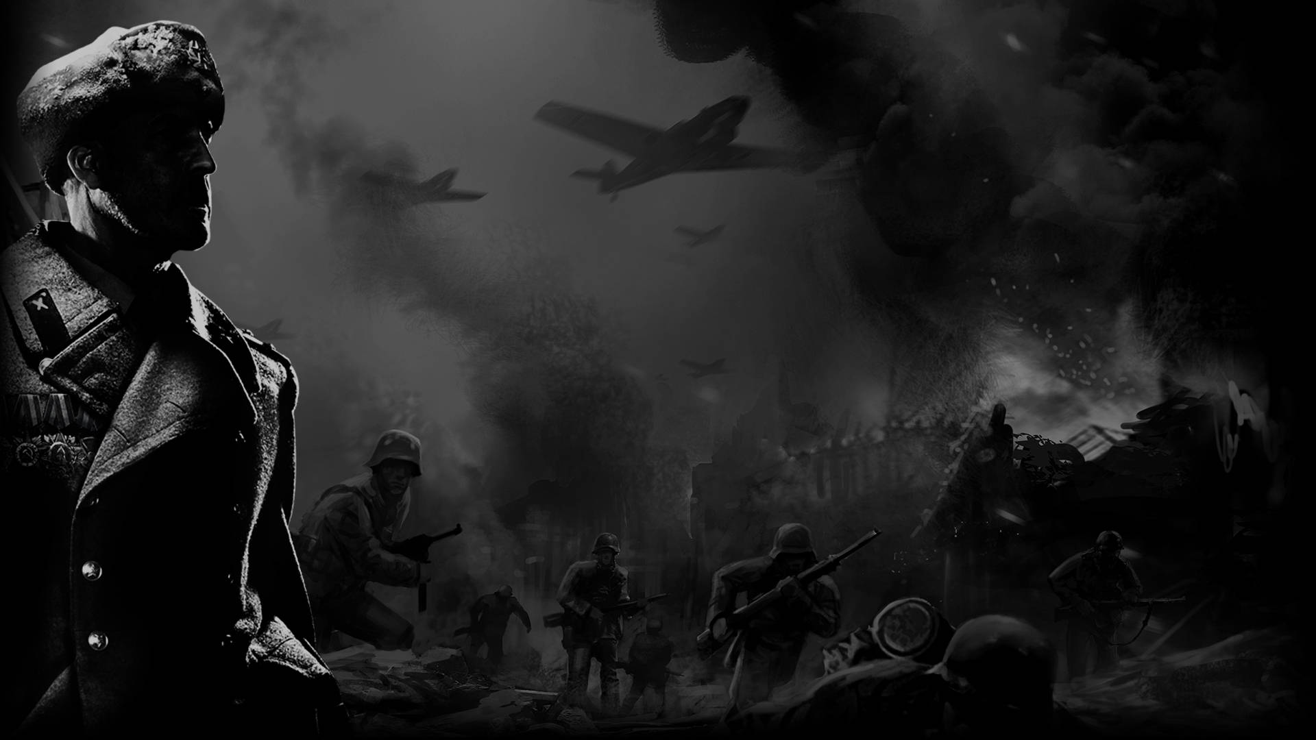 Company Of Heroes 2, dark soldiers, black and white battlefield, Full HD Desktop Wallpaper