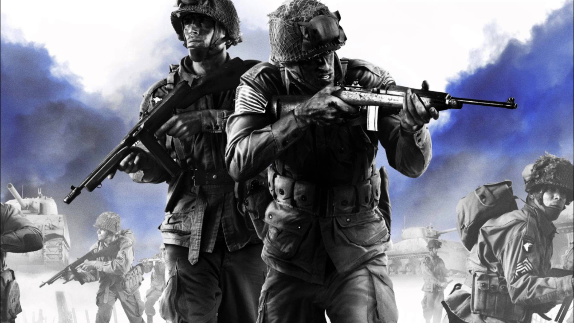 Company Of Heroes 2, grayscale soldiers, combat gear, Full HD Desktop Wallpaper