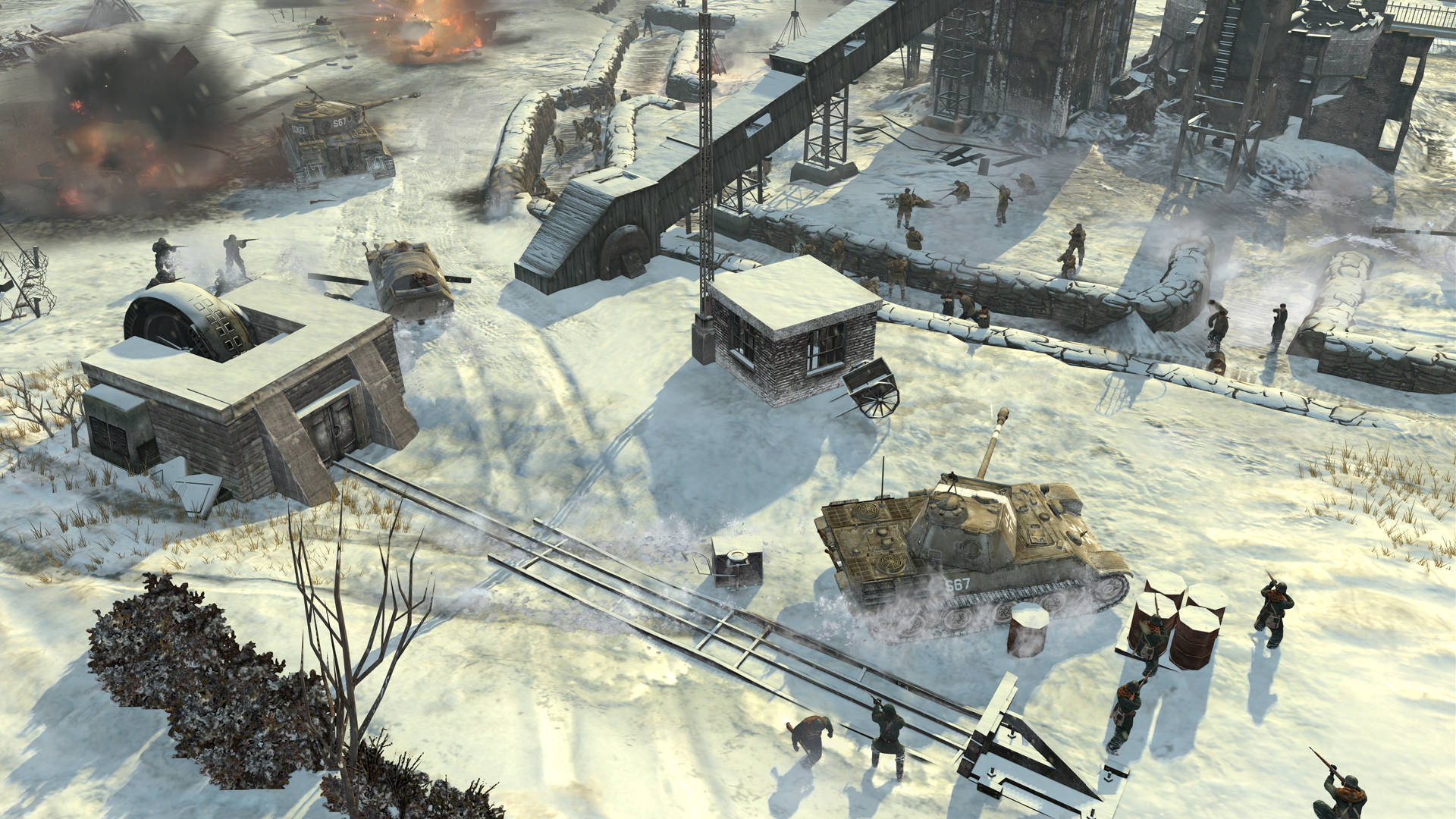 Company Of Heroes 2, snow trenches, war-torn industrial zone, Full HD Desktop Wallpaper