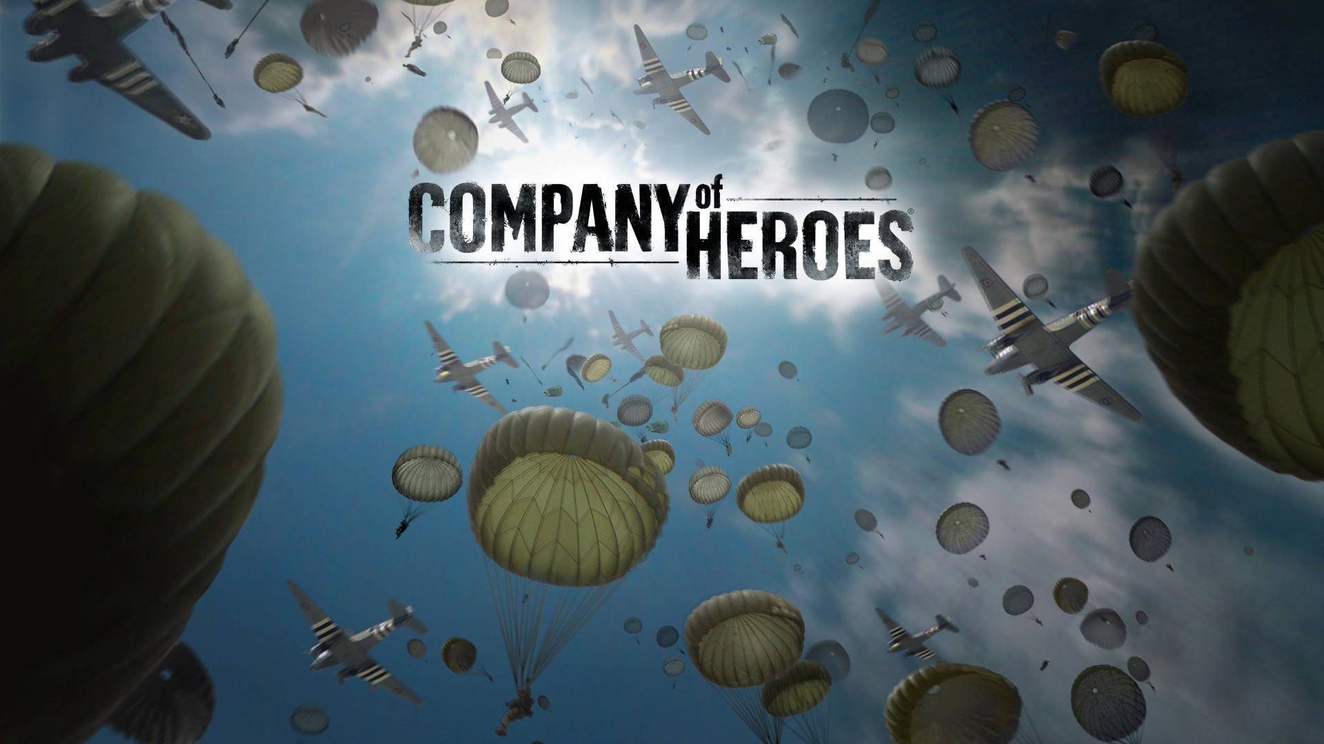 Company Of Heroes, parachutes, planes, Full HD Desktop Wallpaper