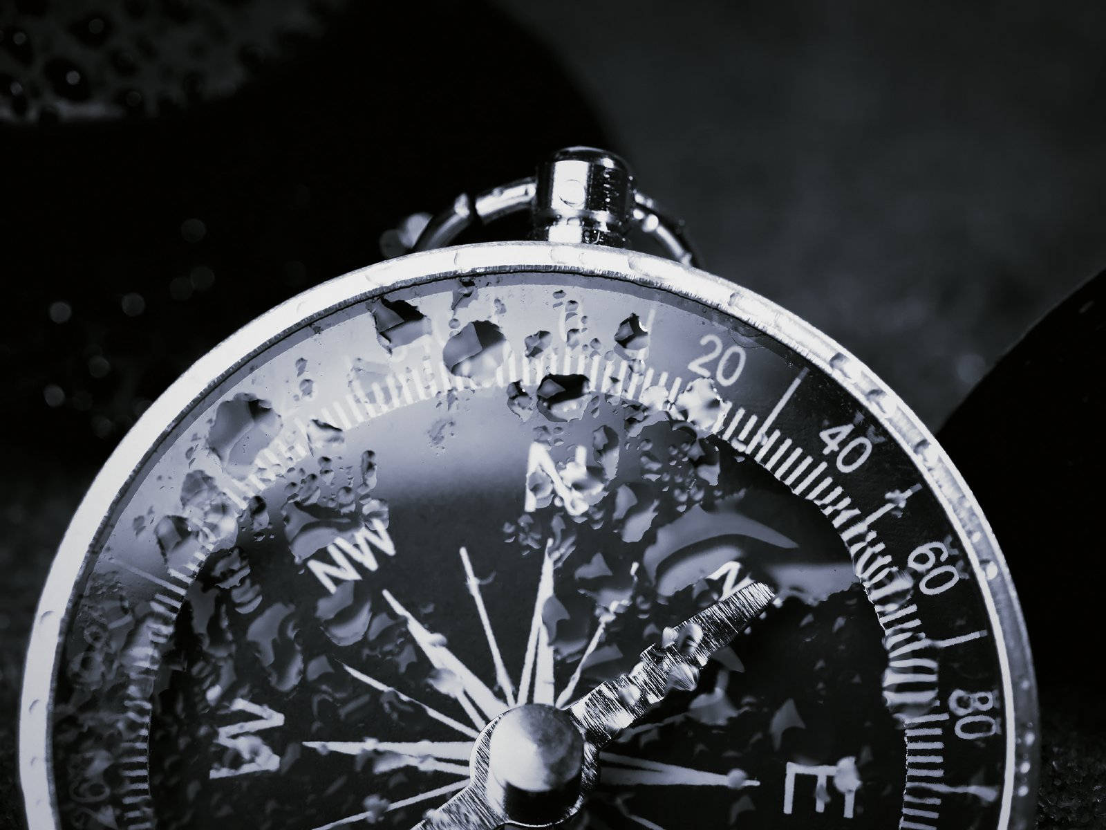 compass, water droplets, needle, HD Desktop Wallpaper