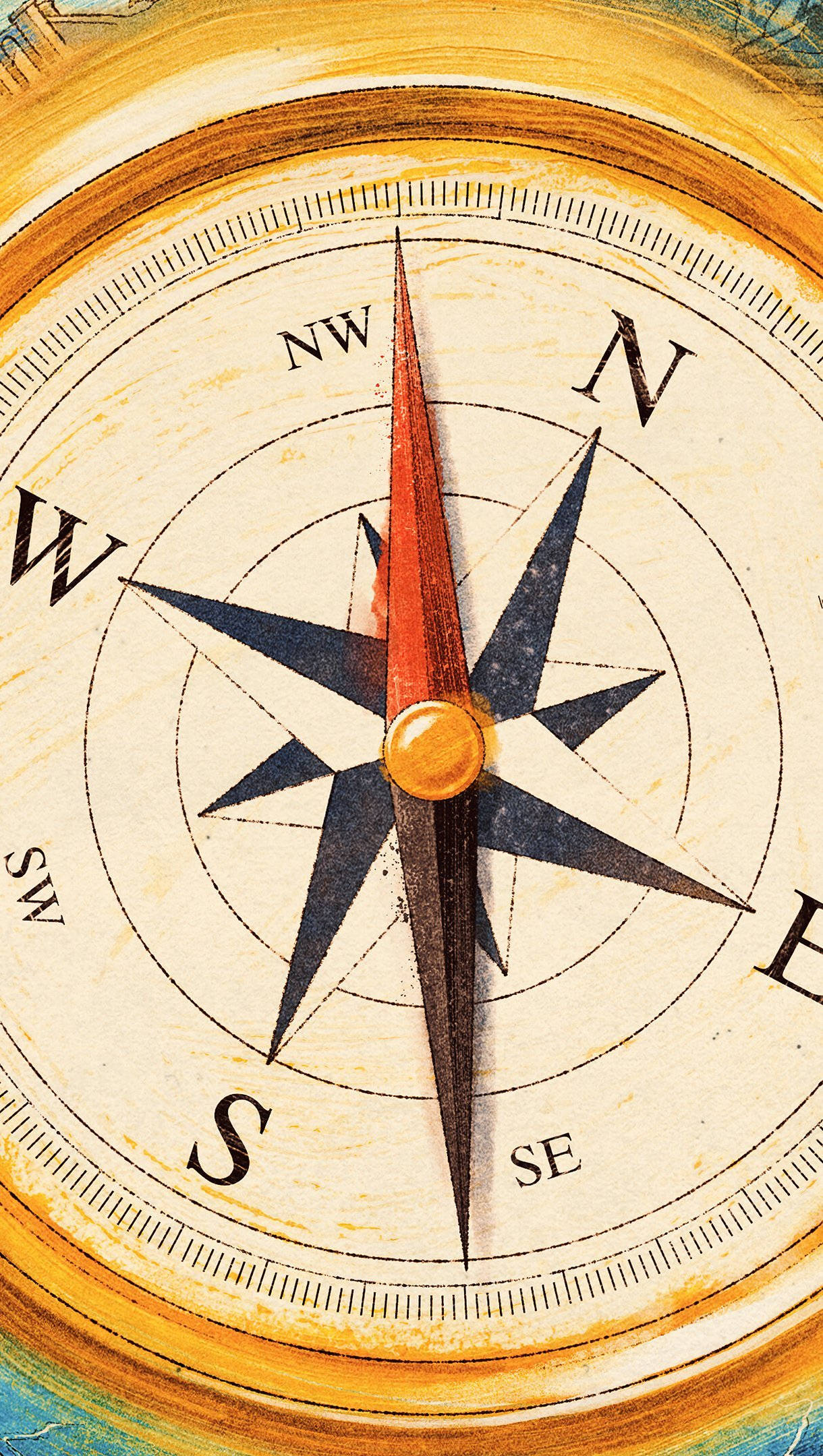 gold plated compass, vintage compass, red needle, Full HD Phone Wallpaper