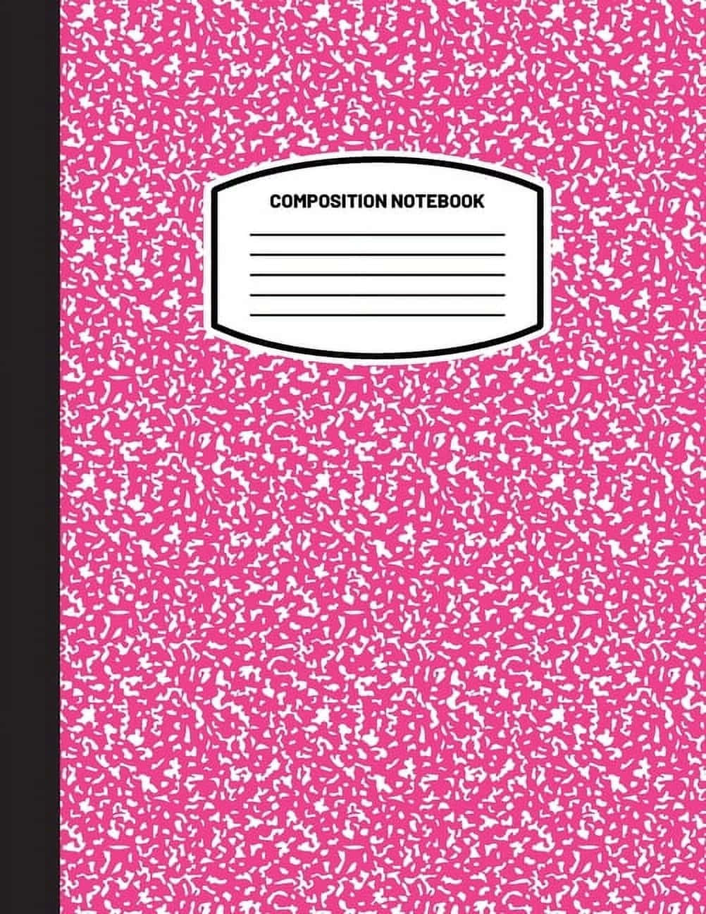 pink composition notebook, white speckled texture, black bordered label, HD Phone Wallpaper