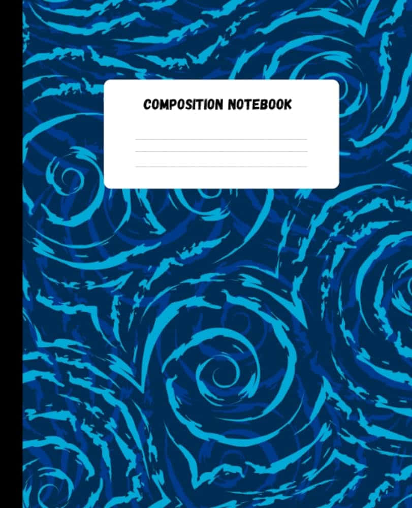 blue swirl pattern, white label, composition notebook, SD Phone Wallpaper