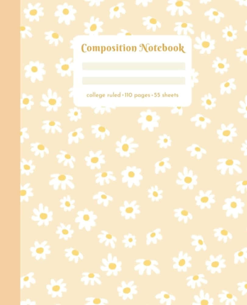 daisy pattern composition notebook, pale peach, white daisy flowers, SD Phone Wallpaper